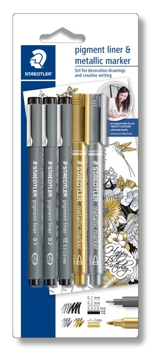 pigment fineliner - blister 3 st + 2 x 8323