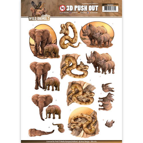 Nr. 3 Wild Animals 3D-Push-Out Amy Design Nr. 3 Wild Animals 3D-Push-Out Amy Design
