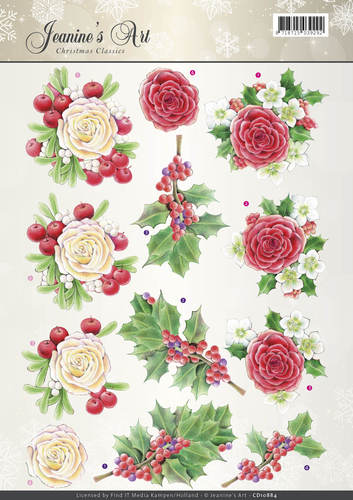 3D Knipvel - Jeanines Art - Christmas Classics - Rose 3D Knipvel - Jeanines Art - Christmas Classics - Rose