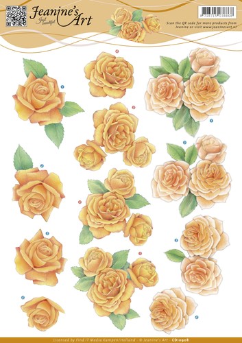 Orange Roses 3D-Knipvel Jeanine's Art