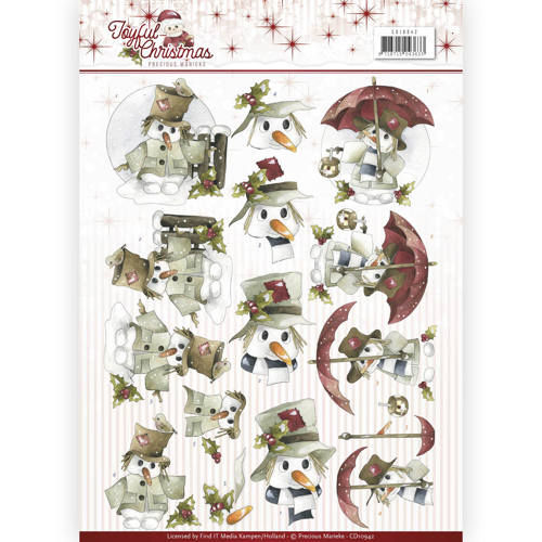 Snowman Joyful Christmas 3D-Knipvel Precious Marieke Snowman Joyful Christmas 3D-Knipvel Precious Marieke