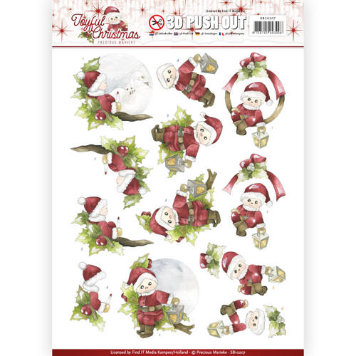 Santa on Branch Joyful Christmas 3D-Uitdrukvel Push-Out Precious Marieke Santa on Branch Joyful Christmas 3D-Uitdrukvel Push-Out Precious Marieke