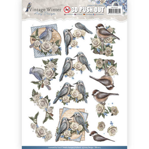 Winter Birds - Vintage Winter 3D-Push-Out Amy Design Winter Birds - Vintage Winter 3D-Push-Out Amy Design