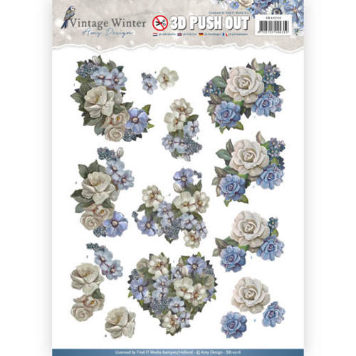 Winter Flowers - Vintage Winter 3D-Push-Out Amy Design Winter Flowers - Vintage Winter 3D-Push-Out Amy Design