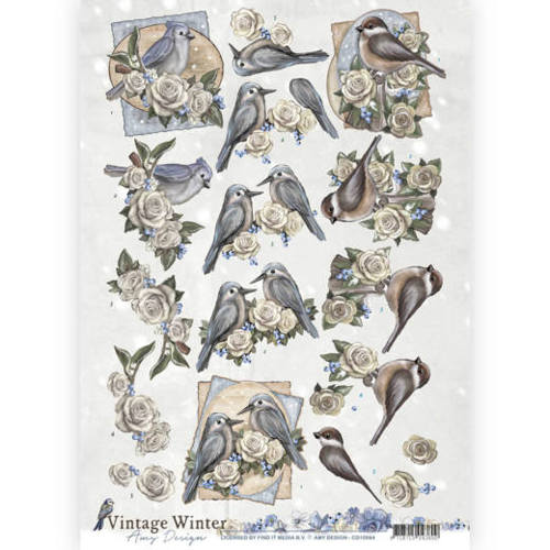 Winterbirds - Vintage Winter 3D-Knipvel Amy Design Winterbirds - Vintage Winter 3D-Knipvel Amy Design