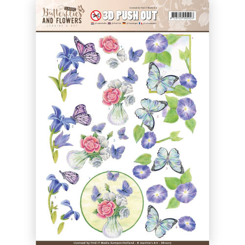 Butterflies on Blue Flowers Classic Butterflies and Flowers 3D-Uitdrukvel Push-Out Jeanine's Art Butterflies on Blue Flowers Classic Butterflies and Flowers 3D-Uitdrukvel Push-Out Jeanine's Art
