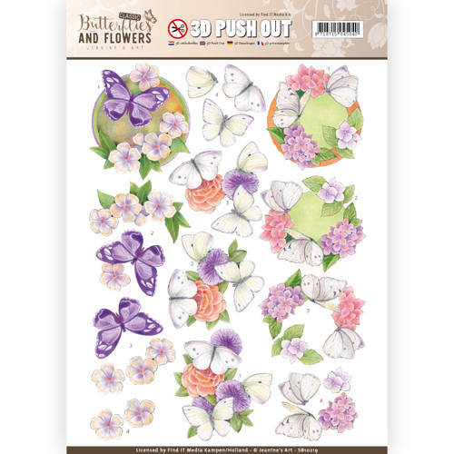 White Butterflies Classic Butterflies and Flowers 3D-Uitdrukvel Push-Out Jeanine's Art White Butterflies Classic Butterflies and Flowers 3D-Uitdrukvel Push-Out Jeanine's Art