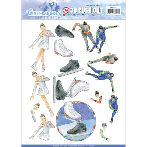 Ice Skating Wintersports 3D-Uitdrukvel Push-Out Jeanine's Art Ice Skating Wintersports 3D-Uitdrukvel Push-Out Jeanine's Art
