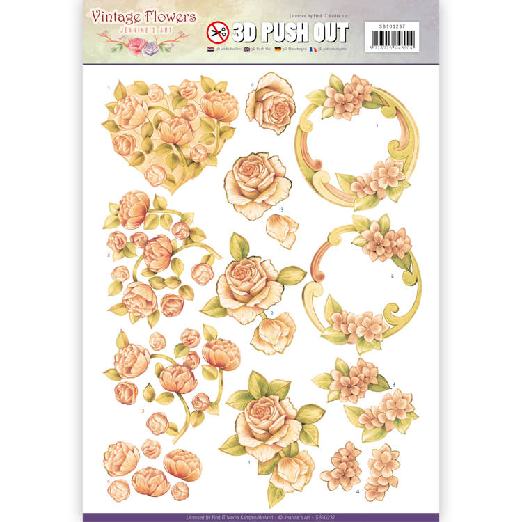 Romantic Vintage - Vintage Flowers 3D-Push-Out Jeanine's Art Romantic Vintage - Vintage Flowers 3D-Push-Out Jeanine's Art