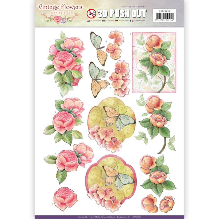 Nr. 1 Sweetheart Vintage - Vintage Flowers 3D-Push-Out Jeanine's Art Nr. 1 Sweetheart Vintage - Vintage Flowers 3D-Push-Out Jeanine's Art