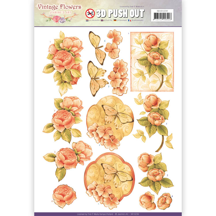 Nr. 2 Sweetheart Vintage - Vintage Flowers 3D-Push-Out Jeanine's Art Nr. 2 Sweetheart Vintage - Vintage Flowers 3D-Push-Out Jeanine's Art