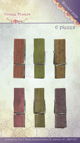Jeanine's Art - Vintage Flowers - Wooden Pegs Jeanine's Art - Vintage Flowers - Wooden Pegs