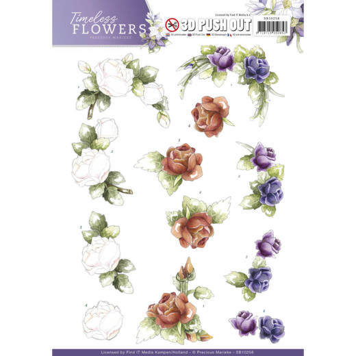 Roses Timeless Flowers 3D-Uitdrukvel Push-Out Precious Marieke Roses Timeless Flowers 3D-Uitdrukvel Push-Out Precious Marieke