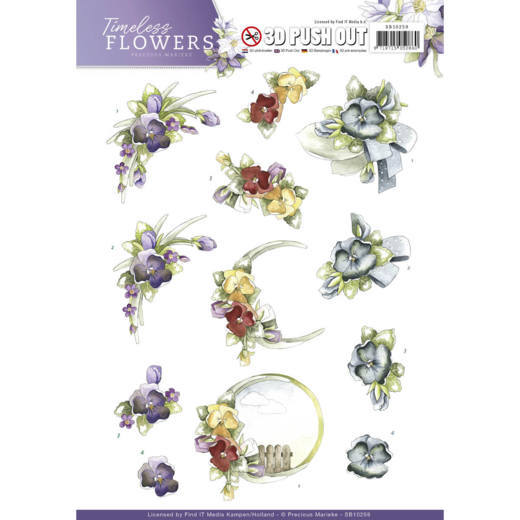 Violets Timeless Flowers 3D-Uitdrukvel Push-Out Precious Marieke Violets Timeless Flowers 3D-Uitdrukvel Push-Out Precious Marieke