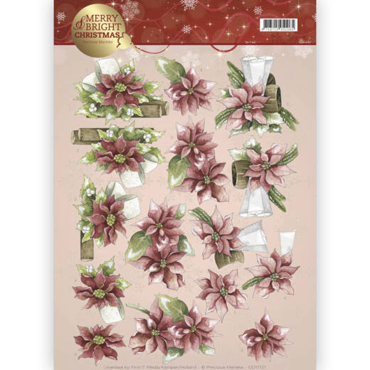 Poinsettia in Red Merry and Bright 3D-Knipvel Precious Marieke Poinsettia in Red Merry and Bright 3D-Knipvel Precious Marieke