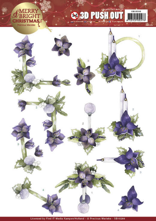 Amaryllis in Purple Merry and Bright Christmas 3D-Uitdrukvel Push-Out Precious Marieke Amaryllis in Purple Merry and Bright Christmas 3D-Uitdrukvel Push-Out Precious Marieke