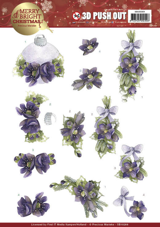 Bouquets in Purple Merry and Bright Christmas 3D-Uitdrukvel Push-Out Precious Marieke Bouquets in Purple Merry and Bright Christmas 3D-Uitdrukvel Push-Out Precious Marieke