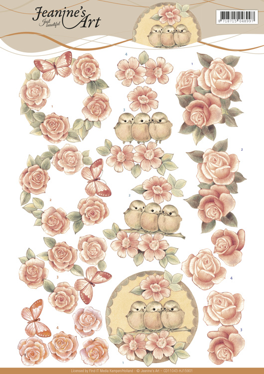 Vintage Roses 3D-Knipvel Jeanine`s Art Vintage Roses 3D-Knipvel Jeanine`s Art