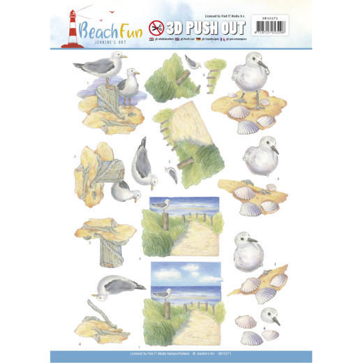 Seagulls - Beach Fun 3D-Push-Out Jeanine's Art Seagulls - Beach Fun 3D-Push-Out Jeanine's Art