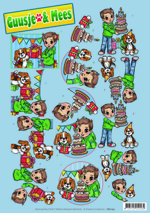 Birthday Guusje en Mees 3D-Knipvel Yvonne Creations