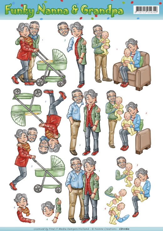 Babysitting Funky Nanna and Grandpa 3D-Knipvel Yvonne Creations