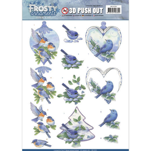 Blue Birds Frosty Ornaments 3D-Uitdrukvel Push-Out Jeanine's Art Blue Birds Frosty Ornaments 3D-Uitdrukvel Push-Out Jeanine's Art