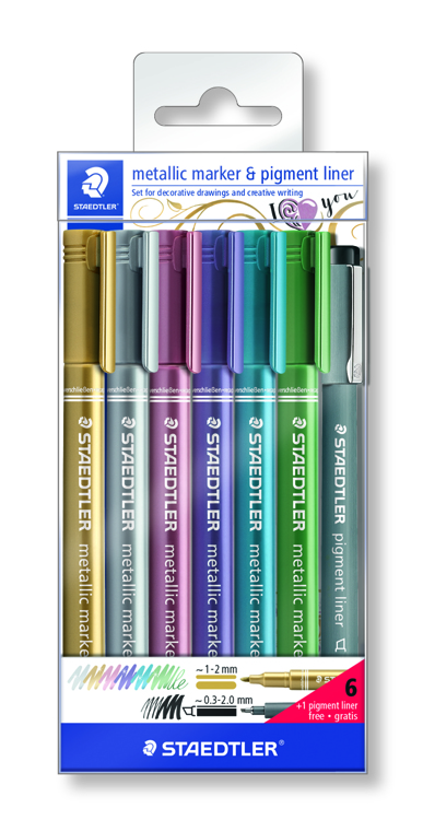 metallic marker - set 6 colours + pigment liner metallic marker - set 6 colours + pigment liner