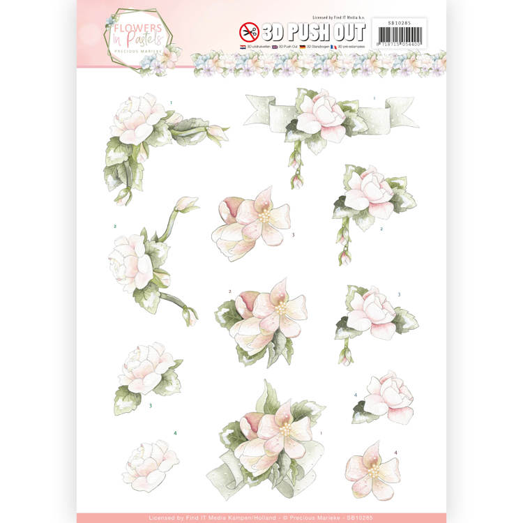 Believe in Pink Flowers in Pastels 3D-Uitdrukvel Push-Out Precious Marieke Believe in Pink Flowers in Pastels 3D-Uitdrukvel Push-Out Precious Marieke