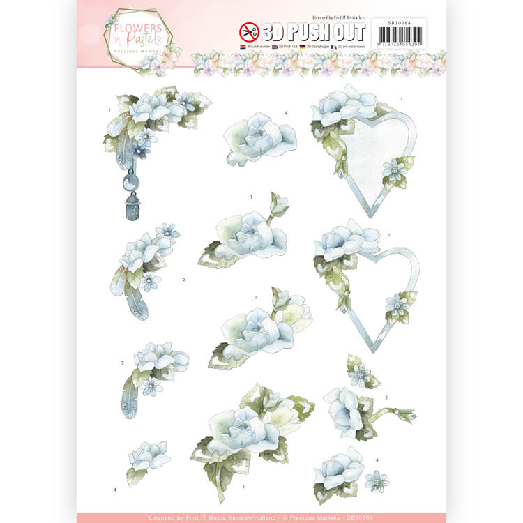 Blue Dreams Flowers in Pastels 3D-Uitdrukvel Push-Out Precious Marieke Blue Dreams Flowers in Pastels 3D-Uitdrukvel Push-Out Precious Marieke