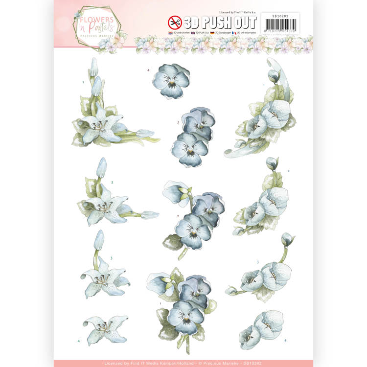 True Blue - Flowers in Pastels 3D-Push-Out Precious Marieke True Blue - Flowers in Pastels 3D-Push-Out Precious Marieke