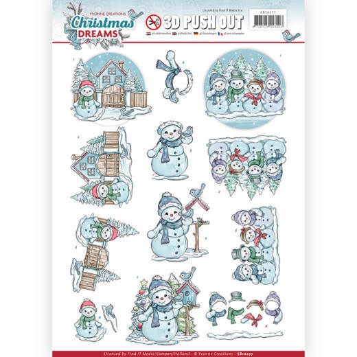 Snowman - Christmas Dreams 3D-PushOut Yvonne Creations Snowman - Christmas Dreams 3D-PushOut Yvonne Creations