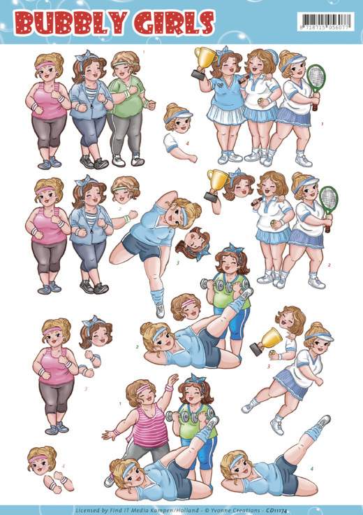 Sports - Bubbly Girls 3D-Knipvel Yvonne Creations