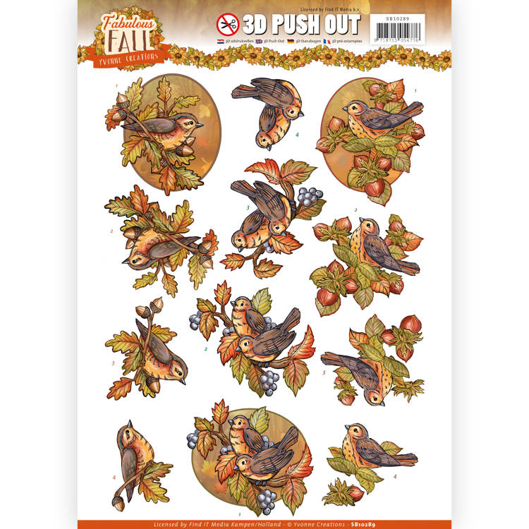 Fall Birds Fabulous Fall 3D-Uitdrukvel Push-Out Yvonne Creations