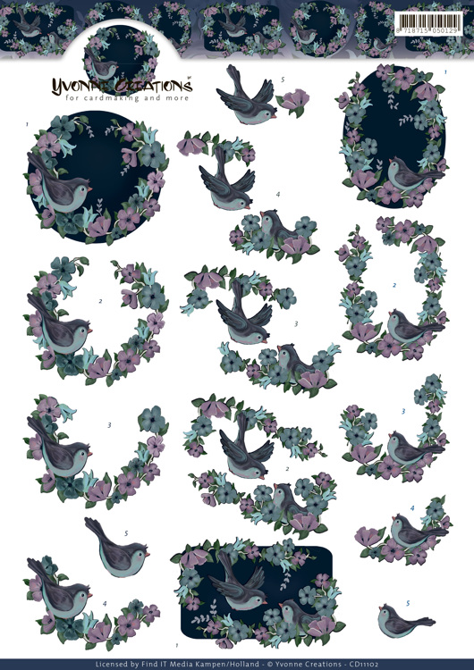 Birds 3D-Knipvel Yvonne Creations Birds 3D-Knipvel Yvonne Creations