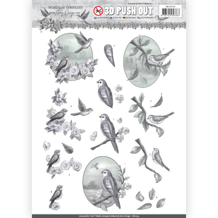 Sympathy Swallows - Words of Sympathy  3D-Push-Out Amy Design