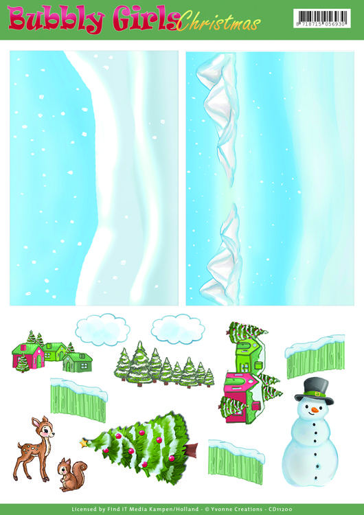 Nr. 2 Background Sheets - Bubbly Girls Christmas 3D-Knipvel Yvonne Creations Nr. 2 Background Sheets - Bubbly Girls Christmas 3D-Knipvel Yvonne Creations