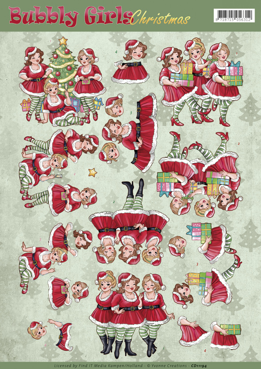 Christmas Dresses - Bubbly Girls Christmas 3D-Knipvel Yvonne Creations Christmas Dresses - Bubbly Girls Christmas 3D-Knipvel Yvonne Creations