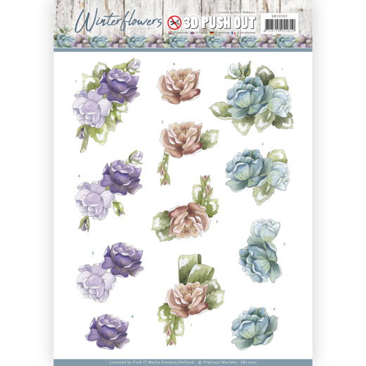 Roses - Winter Flowers 3D-PushOut Precious Marieke Roses - Winter Flowers 3D-PushOut Precious Marieke