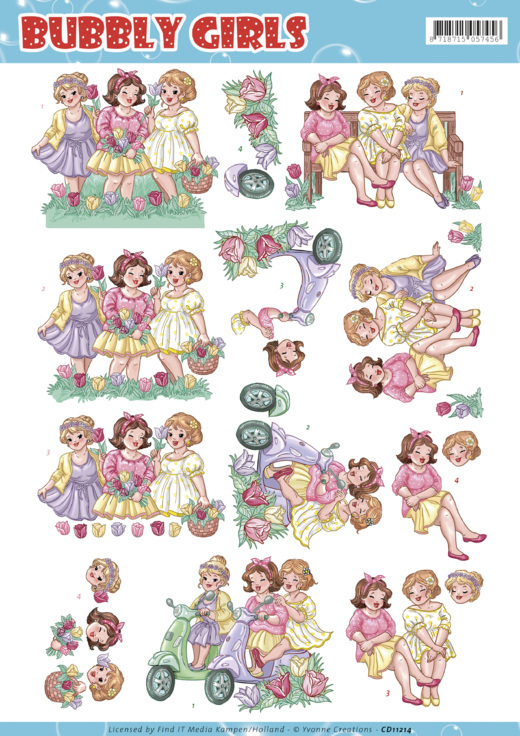 Spring - Bubbly Girls 3D-Knipvel Yvonne Creations Spring - Bubbly Girls 3D-Knipvel Yvonne Creations