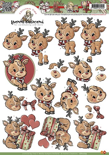 Kerst Rudolf 3D-Knipvel Yvonne Creations Kerst Rudolf 3D-Knipvel Yvonne Creations
