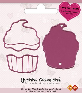 Die - Yvonne Creations - Love - Cupcake Die - Yvonne Creations - Love - Cupcake