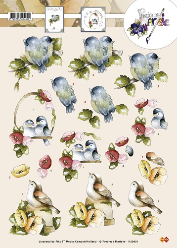 Vogels Gele Rode bloemen 3D-Knipvel Precious Marieke Vogels Gele Rode bloemen 3D-Knipvel Precious Marieke