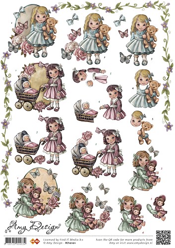 Vintage Girl 3D-Knipvel Amy Design Vintage Girl 3D-Knipvel Amy Design