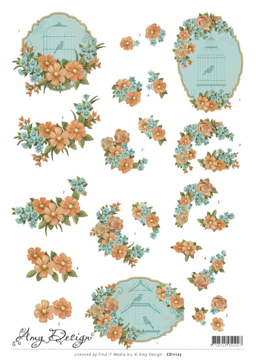 Vintage Vogels en Bloemen 3D-Knipvel van Amy Design Vintage Vogels en Bloemen 3D-Knipvel van Amy Design