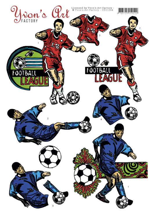 3D Knipvel - Yvon's Art - Football league 3D Knipvel - Yvon's Art - Football league