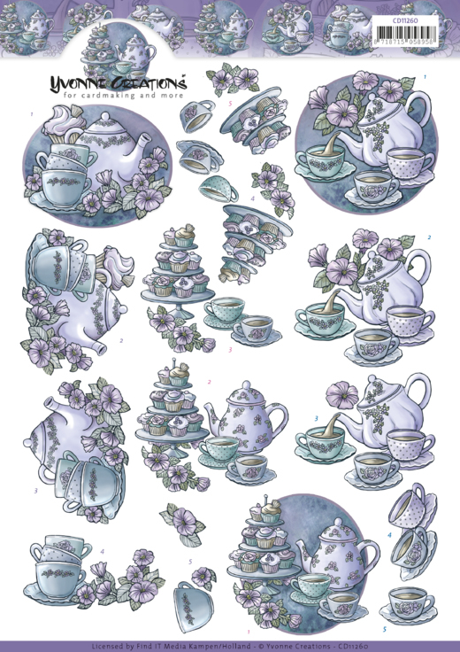 3D Knipvel - Yvonne Creations - Teapot in purple 3D Knipvel - Yvonne Creations - Teapot in purple
