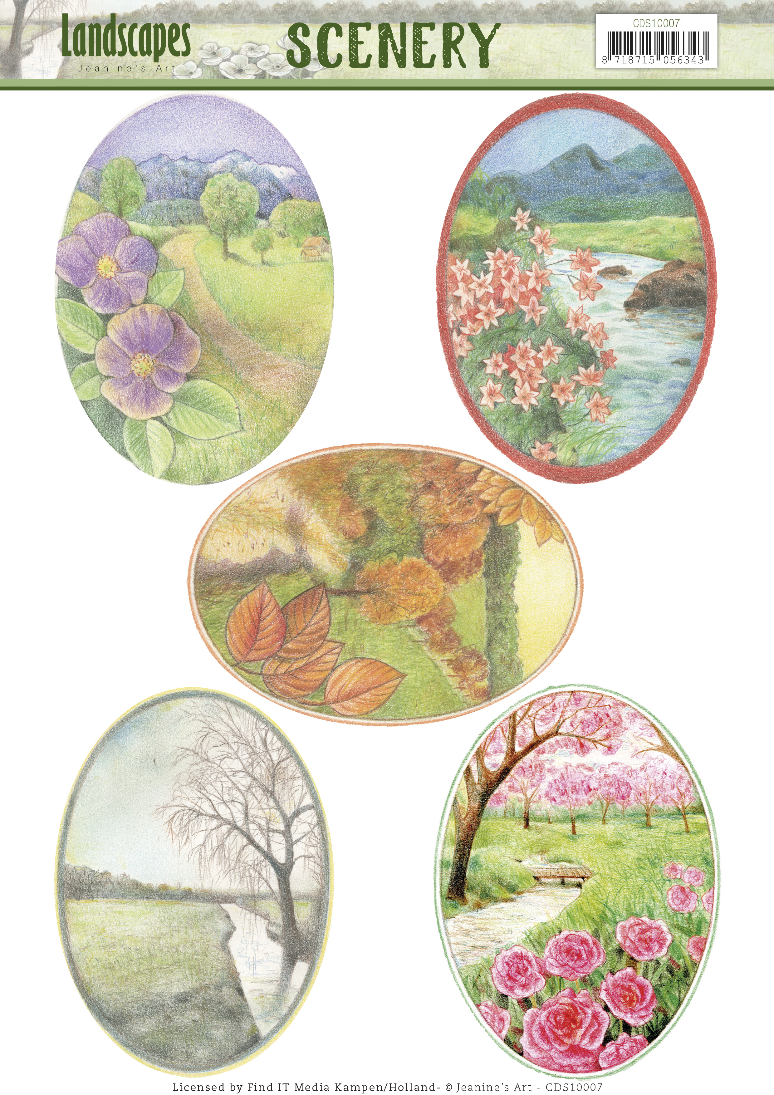 Nr. 3 Oval Scenery Landscapes 3D-PushOut Jeanine's Art 