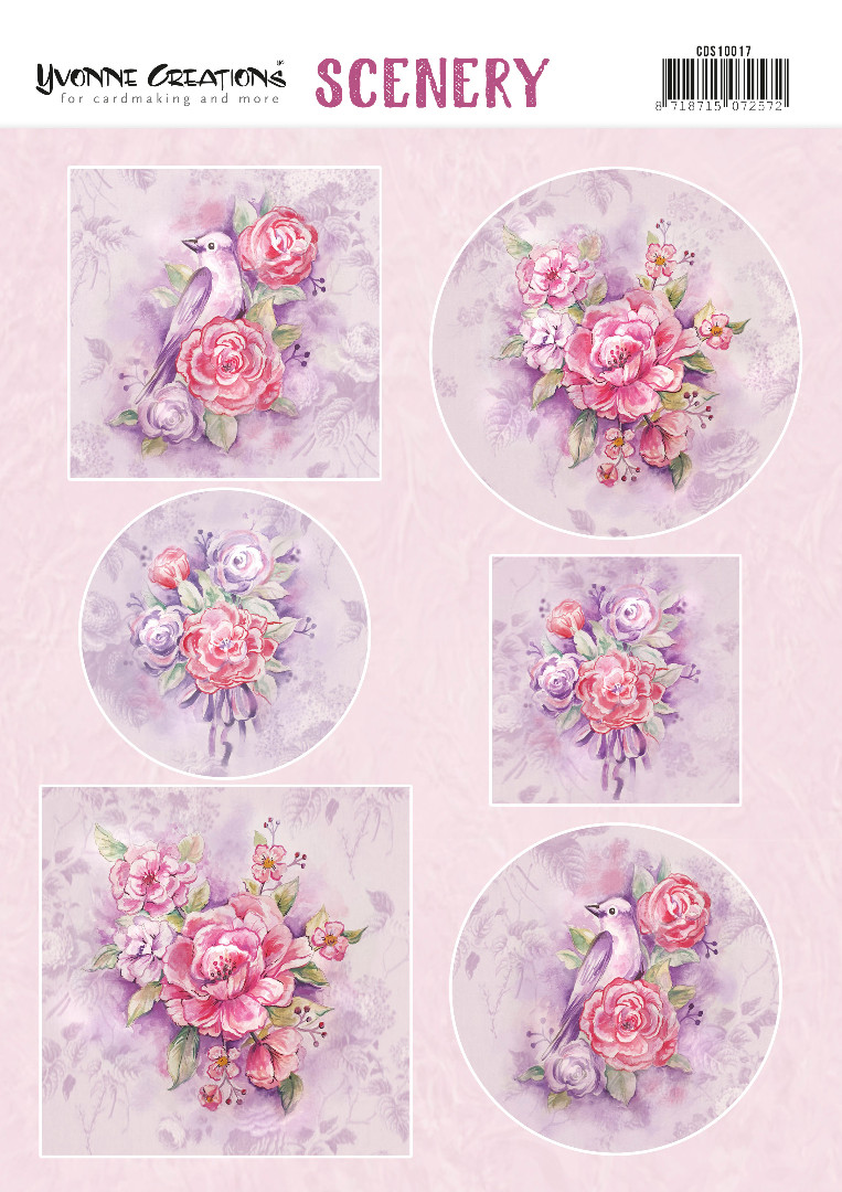 Pink Flowers Push Out Scenery Aquarella Yvonne Creations