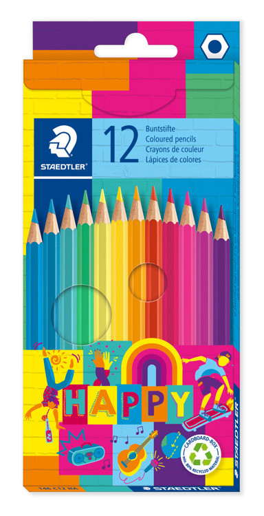 kleurpotloden - kartonnen etui 12 st happy