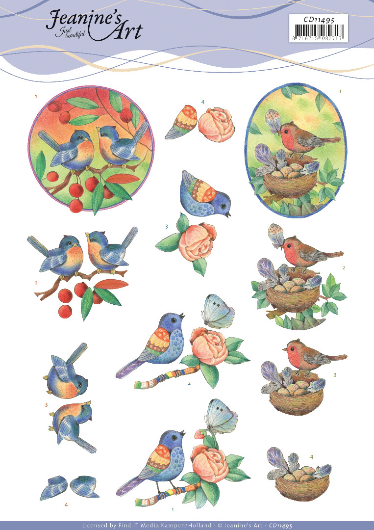 3D Cutting Sheet - Jeanine's Art - Blue Birds 3D Cutting Sheet - Jeanine's Art - Blue Birds